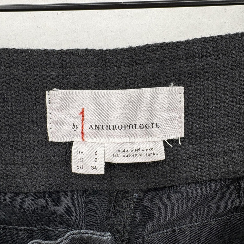 Anthropologie Aviator Cargo Pants Womens 2 Black Linen Blend Utility Taper Camp - Picture 4 of 15